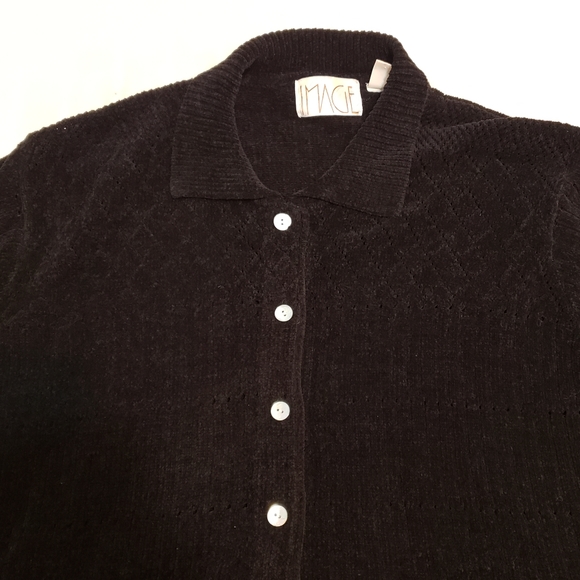 Image Black Thick Ribbed Knit Cardigan - Picture 2 of 16